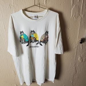 Vintage crazy shirts Hawaii sausalito cats eating ice cream XL